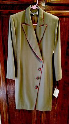NWT Vintage Sherrie Bloom Peter Noviello Sz 4 Women's Olive Green Work Dress  USA | eBay