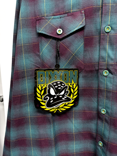 NWT Dixxon Mighty Ducks Quack Hockey Purple & Blue Plaid Flannel Shirt, 2XLarge - Picture 3 of 5