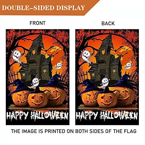 Happy Halloween Garden Flag Inch Pumpkin Ghosts Garden Flag 12.5 x 18 - Bild 4 von 6