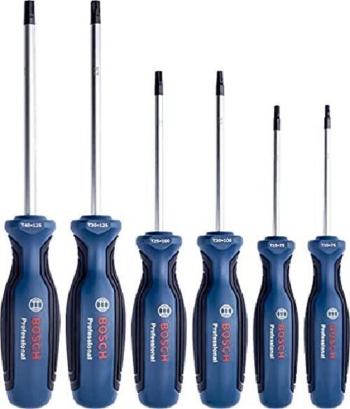 Bosch Professional 1600A01V09 Set di cacciaviti 6 pz (Torx, Acciaio S2), Blu