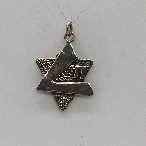 Sterling Silver Magen David Star Pendant Chai Contemporary - Bild 7 von 11