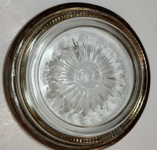 MCM Vintage Sterling by Laben Silver & Crystal Glass 3” Coaster - Picture 2 of 6