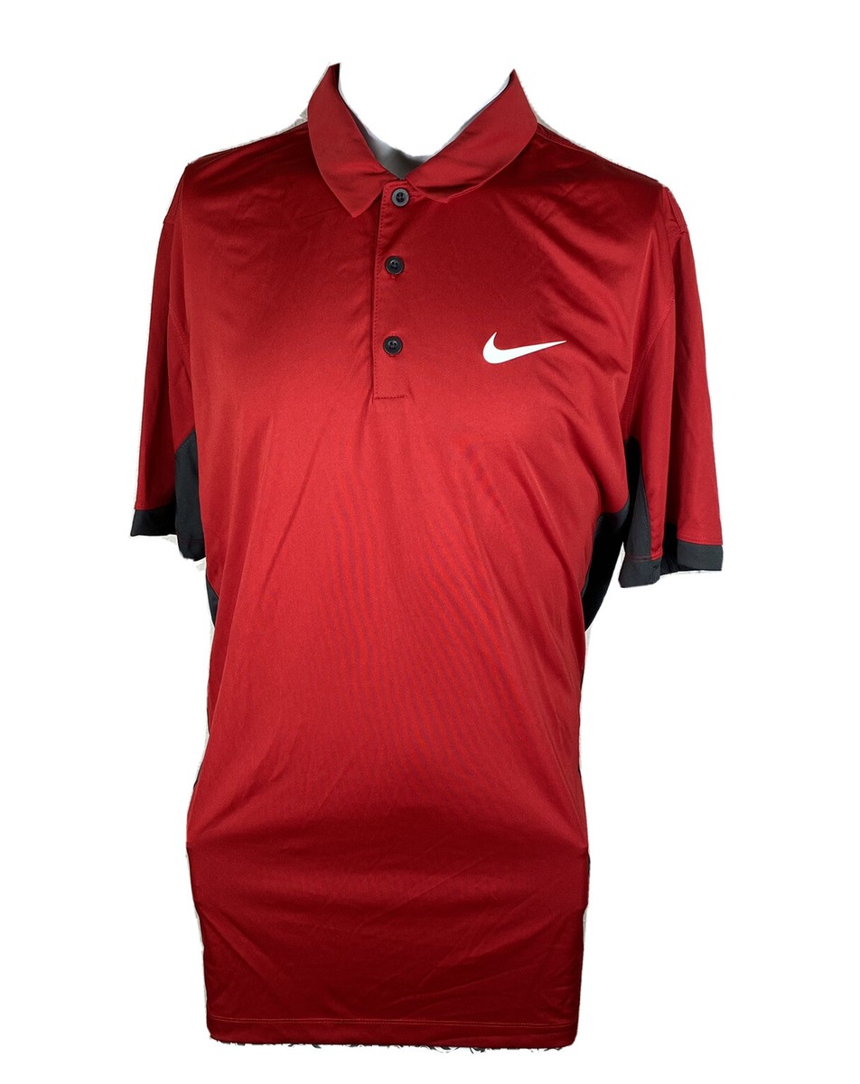 red nike collar shirt