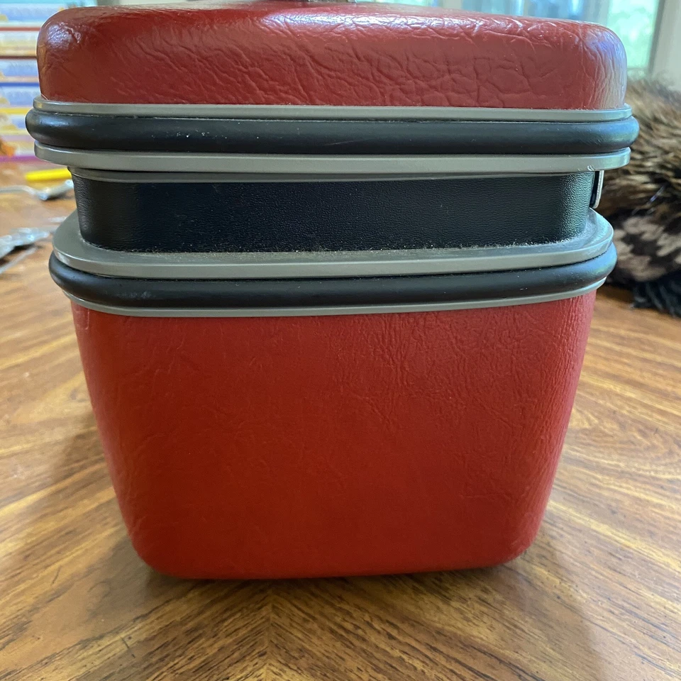 Samsonite Silhouette RED BURGUNDY Train Case Makeup with Mirror SEE - Image 4 of 4