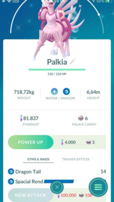 Pokemon Shiny Palkia(O) With Spacial Rend - TRA'DE Registered GO - Description
