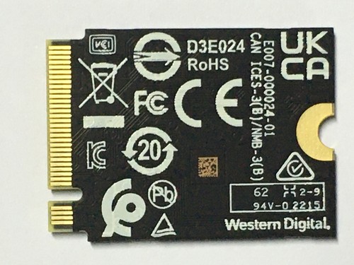 WD SN740 512GB M.2 2230 SSD NVMe PCIe4x4 For Steam Deck Microsoft Surface Laptop - Afbeelding 2 van 6
