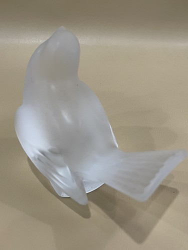 Vintage Lot Of 2 Lalique Frosted Glass Birds Sparrow Signed - Picture 8 of 10