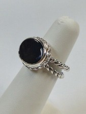 Natural Black Onyx Ring in 925 Sterling Silver