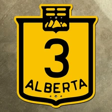 Alberta provincial highway 3 route marker road sign Canada 1926 shield mountains