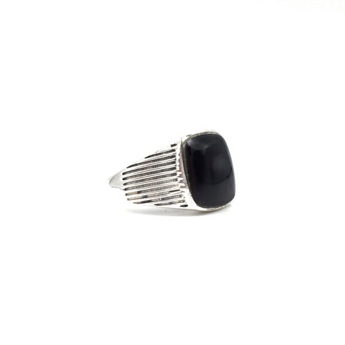 Bandring 925 Silber Ring Herren schwarzer Onyx Schmuck Siegelring 21.0mm / 66 - Bild 5 von 14