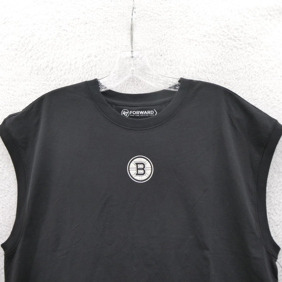 Camisa Boston Bruins Mujer Pequeña Relajada Gris '47 Marca NHL Atlética Seca Gimnasio Nueva Foto 2 de 4