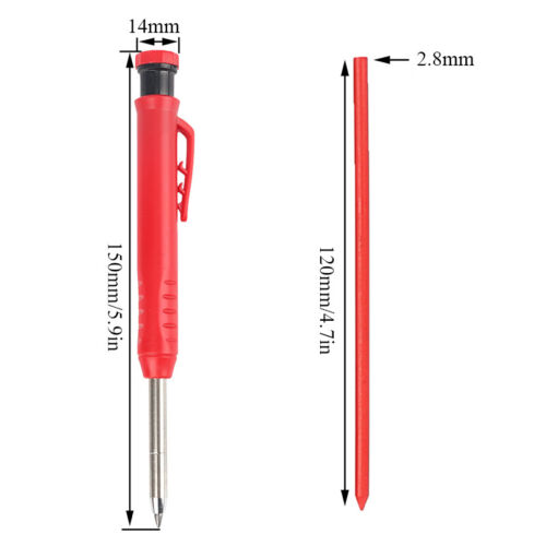Carpenter Pencil Set Mechanical Pencil Leads Built-in Sharpener Refill Solid - Picture 12 of 18