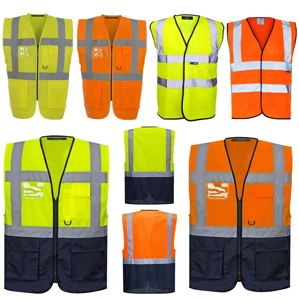 SUPERTOUCH HI VIS VEST WORK SECURITY CONTRACTOR HIGH VIZ VISIBILITY WAISTCOAT SAFETY JACKET