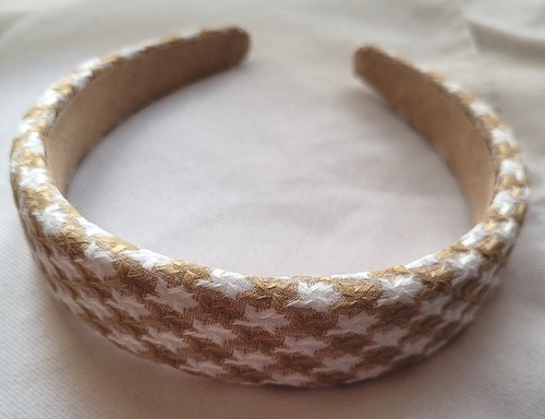 NEW 3cm Gold tweed style houndstooth fabric aliceband headband fashion hair