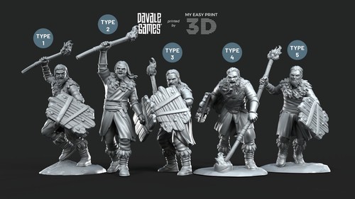 Fellmount Reavers with Torch and Shield - Davale Games 3D Printed With HQ Resin - Picture 6 of 10