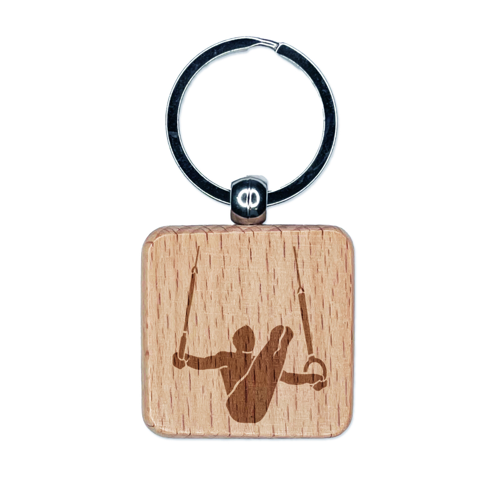 Artistic Gymnastics Still Rings Engraved Wood Keychain Charm