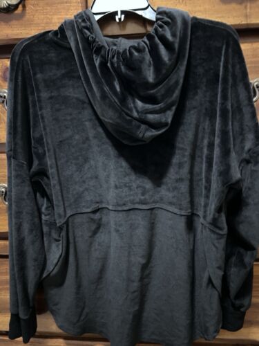 VINCE Black Velvet Sweater Hoodie Women’s Size L (3-D) - Picture 2 of 8