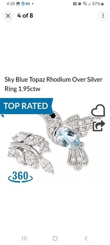 Sterling Silver Blue Topaz Hummingbird Ring Size 7 - Picture 14 of 18