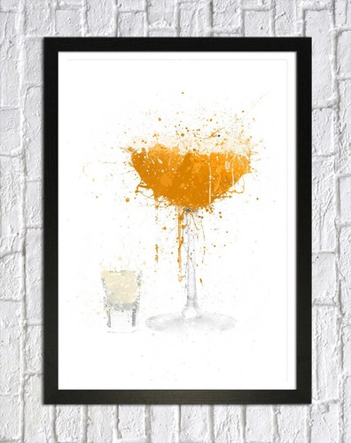 MARTINI COCKTAIL -DEEP FRAMED CANVAS WALL SPLASH ART PICTURE PAPER PRINT- ORANGE - Picture 14 of 17