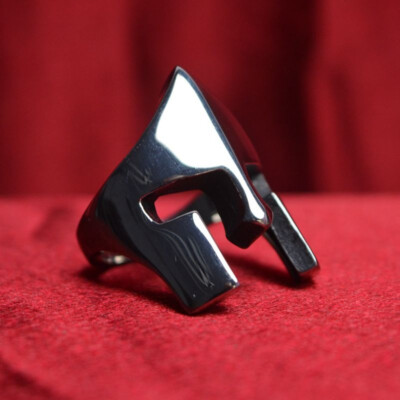 Ancient Greek Sparta Warrior Helmet Shape Ring Mens Titanium Steel Finger Rings