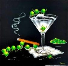 Michael Godard Martini Limbo Hand Signed  Serigraph on Paper Liquor Art