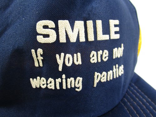 Vintage Novelty Humerous Joke College Baseball Cap Hat Snap Back Yellow Blue - Picture 2 of 5