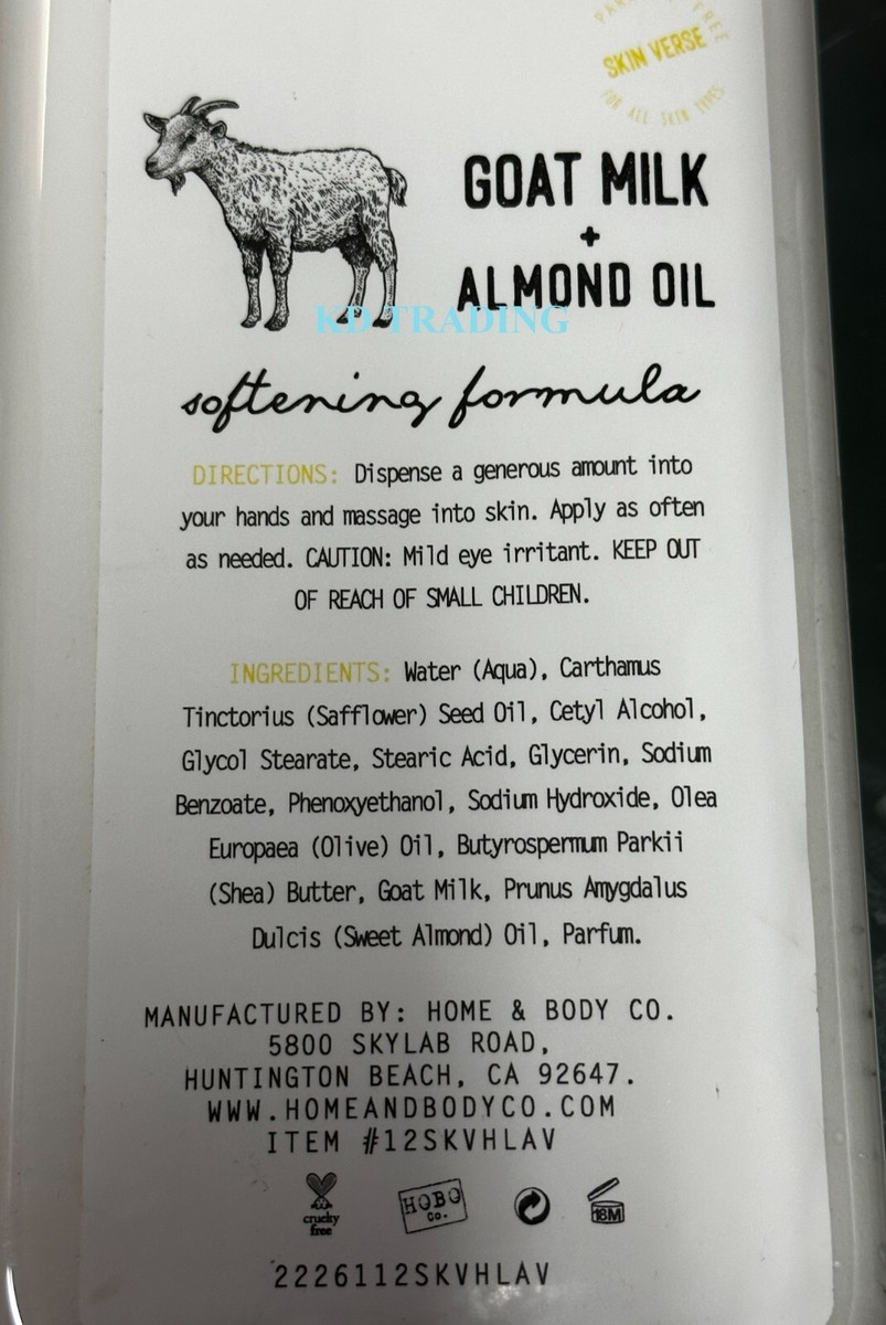 HOME BODY GOAT MILK ALMOND OIL Softening BODY LOTION Almond