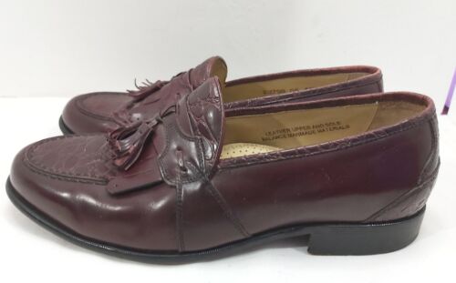 Mocassini slip-on rosso nappa Stacy Adams Kiltie borgogna taglia 10,5 - Foto 3 di 10