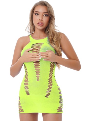 FEESHOW Woman's Fishnet Dress Hollow Out See-through Dress Chemise AU - Picture 63 of 77