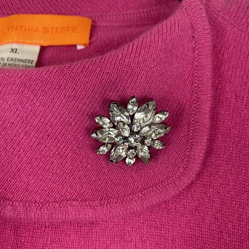 Cynthia Steffe Size XL Pink Vintage 3/4 100% Cashmere Sweater Brooch Old Money, Size XL, $25.5 - Photo 6