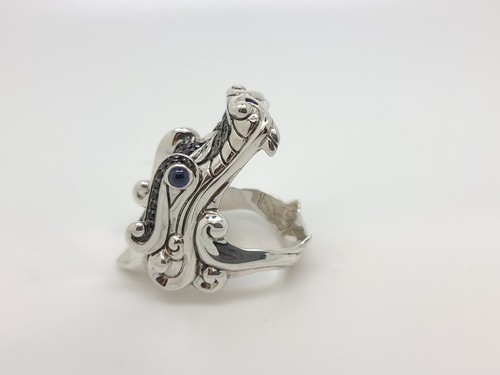 JOHN HARDY Sterling Silver Legends Naga Spinel Black Sapphire Dragon Ring Sz 10 - Picture 6 of 12
