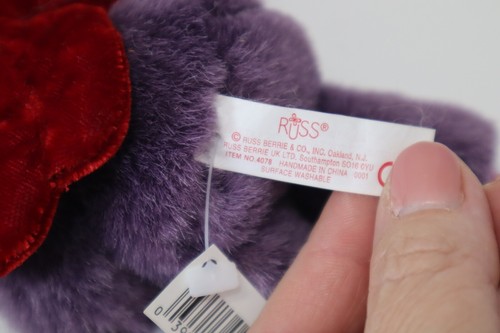 FBOT Lila Engel Teddybär Plüsch Ornament Rose Russ Berrie Vintage - Bild 7 von 10