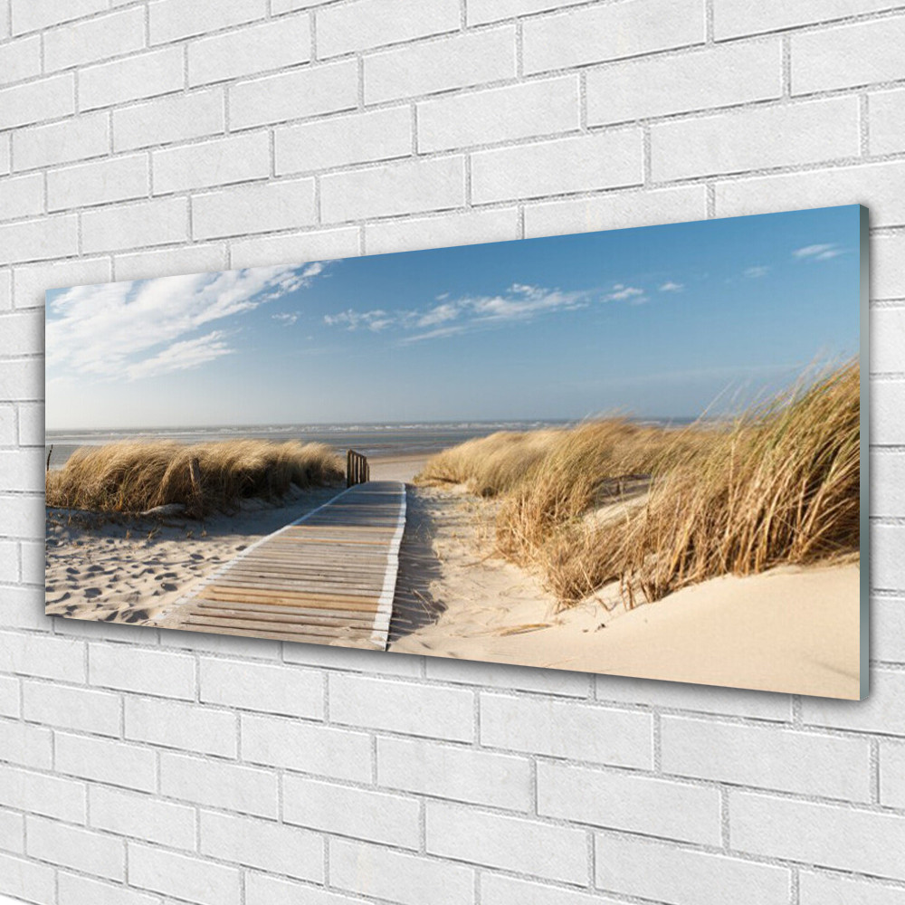 Image tableau acrylique bord de mer 125x50 cm pour agrandir une pièce