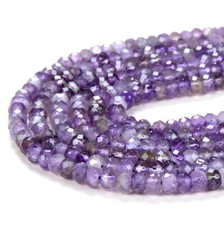 4X3MM Natural Amethyst Gemstone Grd A Micro Faceted Rondelle Loose Beads P35 