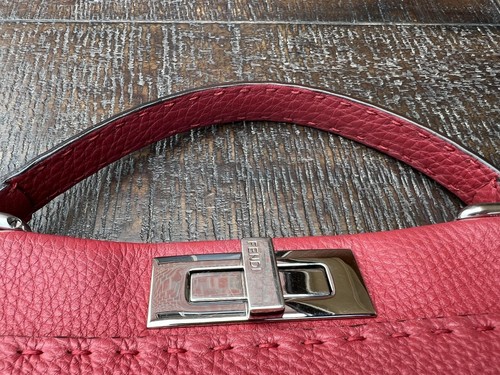 Authentic FENDI Peekaboo Red Satchel/Top Handle Bag - Picture 11 of 24