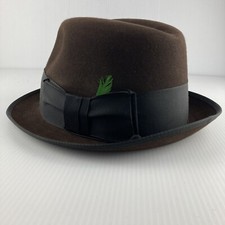 Vintage Champ Mens Fedora Hat Brown Felted Master Craftsmen Size 7 Band Feather