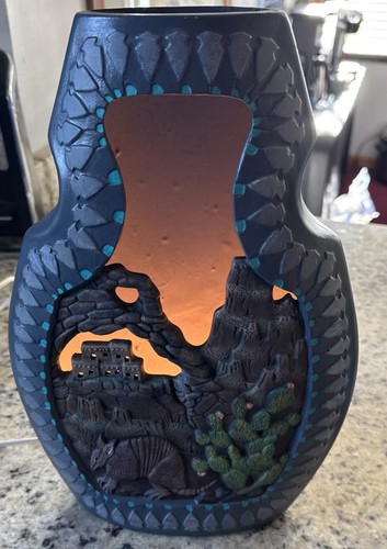 Southwestern Pueblo Keramik Keramik Tischplatte Nachtlicht Lampe mexikanischer Stil