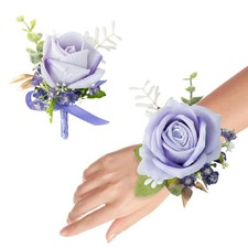 Corsage and Boutonniere Set for Groom Bride Groomsmen Bridesmaids Wedding Par...