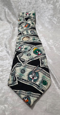 Looney Tunes Mania Men's Tie Silk Money Pattern Bugs Bunny Daffy Duck Tweety Taz