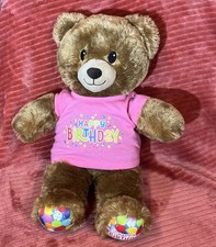 Build-A-Bear Happy Birthday Brown Bear Princess Plush Pink Shirt