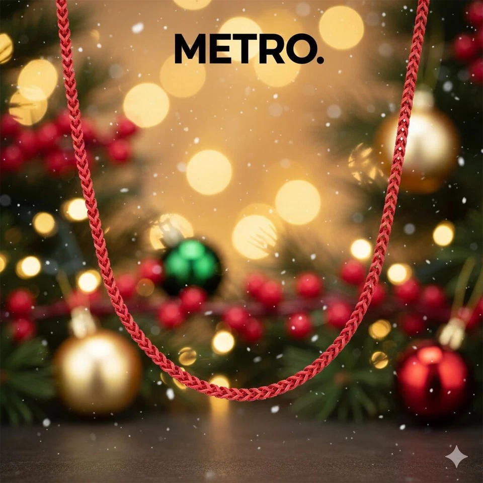 Collar de cadena Franco grueso acrílico rojo/azul de acero inoxidable de 5 mm - 22-30 pulgadas Foto 4 de 4