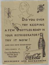 Vintage 1933 COCA COLA Coke Bottle Newspaper Print Ad