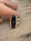 Sterling Silver Onyx Ring Navajo Oval Shape Native Sz 7.75 won46