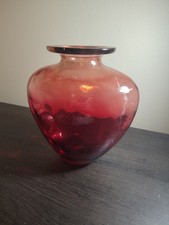Blown Glass Red Heart Shaped Vase Spain Large