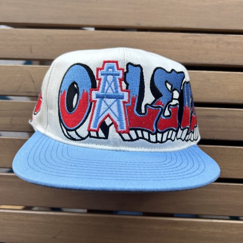 Houston Oilers Double Graffiti TOW Custom Snapback Hat Cap Cream Dome Two Tone - Picture 13 of 13