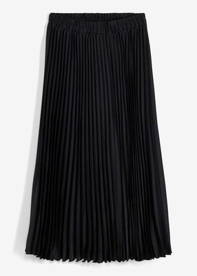 langer Plissée-Rock in Samtoptik Gr. 36 Schwarz Damen-Skirt Midirock Neu*