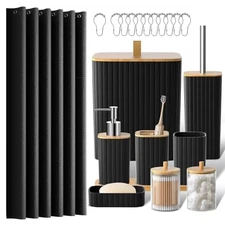 Bathroom Accessories Set - 22PCS Bathroom Set with Shower Complete Set Black