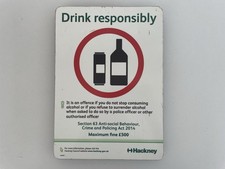 Oryginalny napój Responsibly Hackney Council znak drogowy 21cm x 30cm