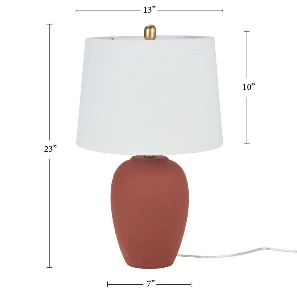 Lámpara de mesa de cerámica naranja óxido Nourison Home 23" para dormitorio, sala de estar... Foto 4 de 4