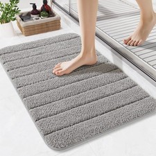 Bathroom Rug Non Slip Washable Absorbent Microfiber Bath Mat Grey 24x17 Inch